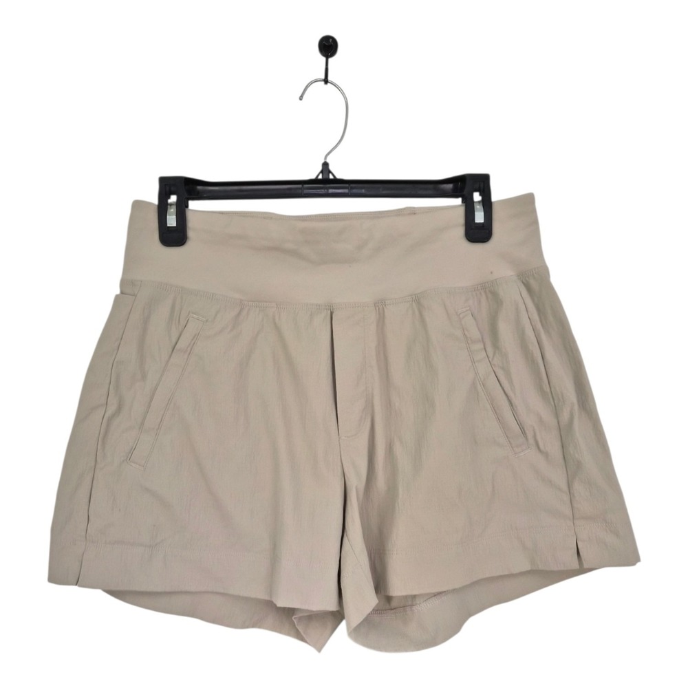 Athleta Trekkie North Shorts 4 Beige Khaki Ripstop Hiking Travel Outdoor